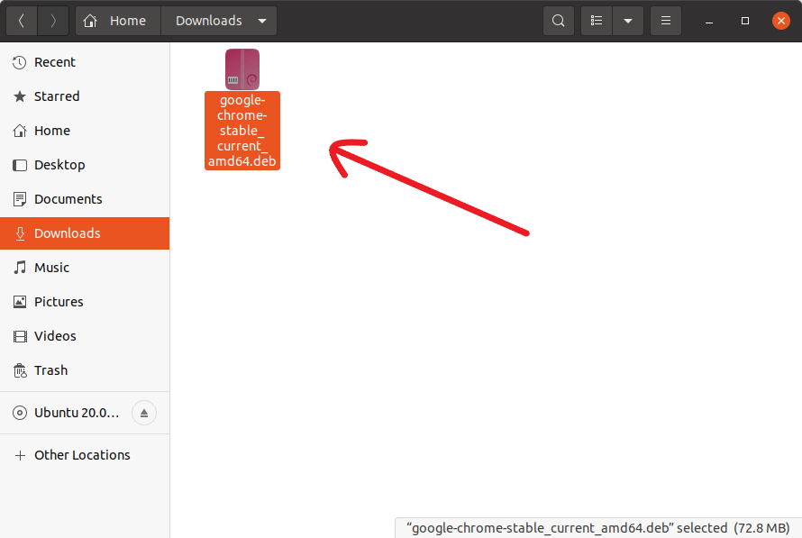 double click on to deploy google chrome on ubuntu