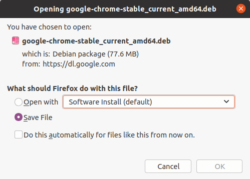 save chrome .deb file