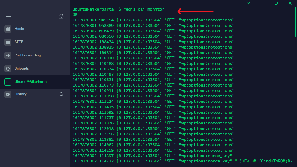 redis-cli monitor